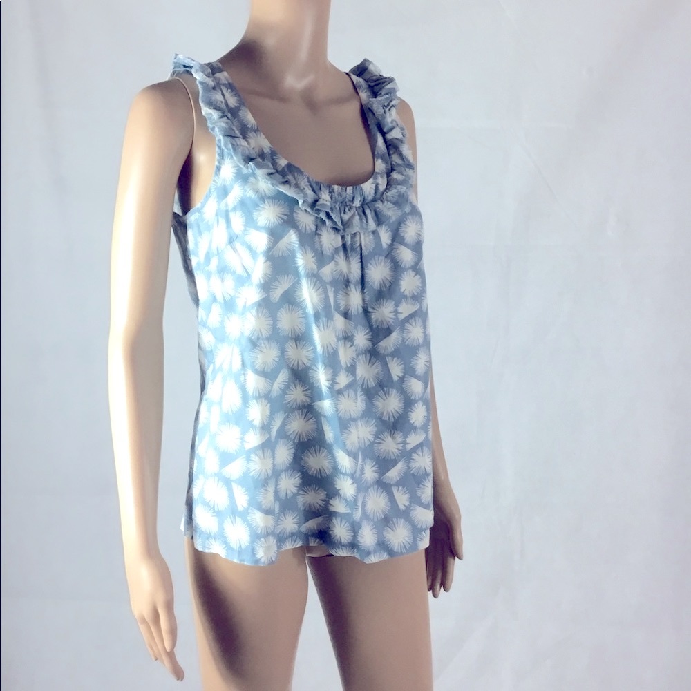 Boden Ruffled Cotton Scoop Neck Tank US 4